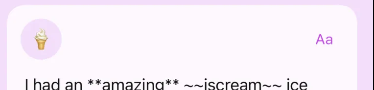 The syntax bar moved to the top of the text field, with an entry being typed below it.