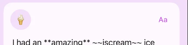 The syntax bar moved to the top of the text field, with an entry being typed below it.